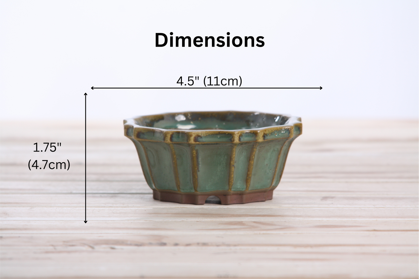 Willow Bonsai Ceramics Flower Design Bonsai Pot 4.5 Inch – Elegant Ceramic Bonsai & Succulent Planter, High‑Fired Frost‑Proof Stoneware with Drainage & Wiring Holes, Handmade in USA (Seaweed 2023)