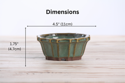 Willow Bonsai Ceramics Flower Design Bonsai Pot 4.5 Inch – Elegant Ceramic Bonsai & Succulent Planter, High‑Fired Frost‑Proof Stoneware with Drainage & Wiring Holes, Handmade in USA (Seaweed 2023)