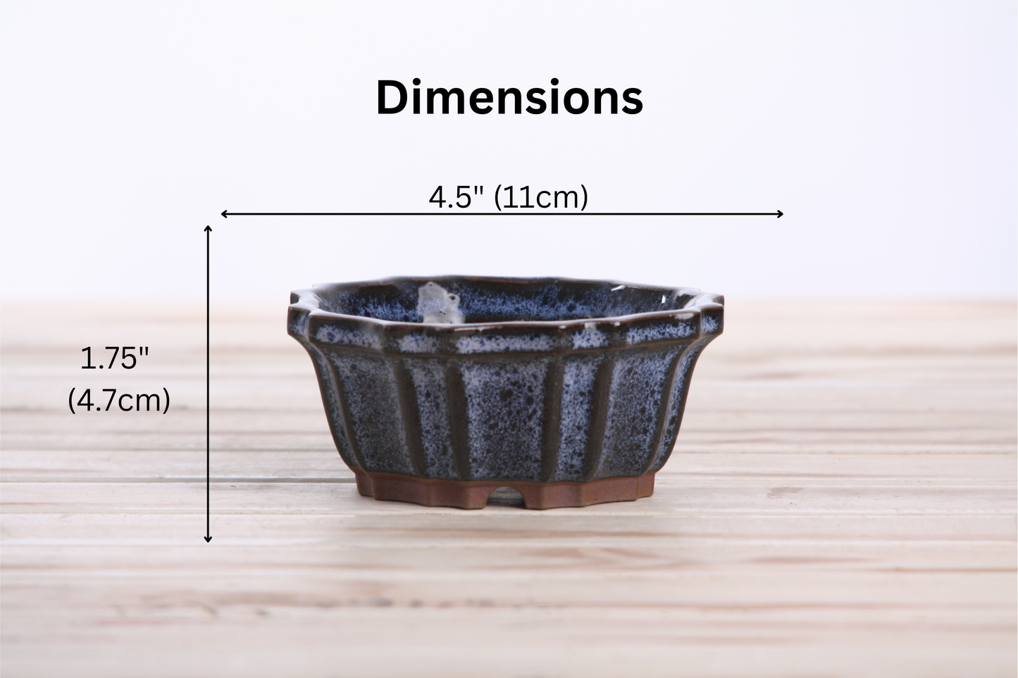 Willow Bonsai Ceramics Flower Design Bonsai Pot 4.5 Inch – Elegant Ceramic Bonsai & Succulent Planter, High‑Fired Frost‑Proof Stoneware with Drainage & Wiring Holes, Handmade in USA (Denim)