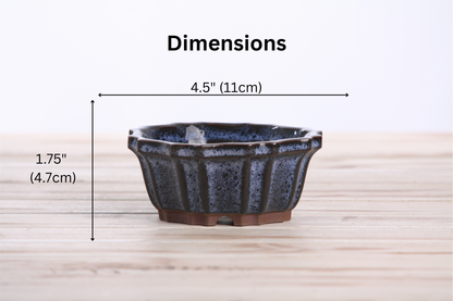 Willow Bonsai Ceramics Flower Design Bonsai Pot 4.5 Inch – Elegant Ceramic Bonsai & Succulent Planter, High‑Fired Frost‑Proof Stoneware with Drainage & Wiring Holes, Handmade in USA (Denim)