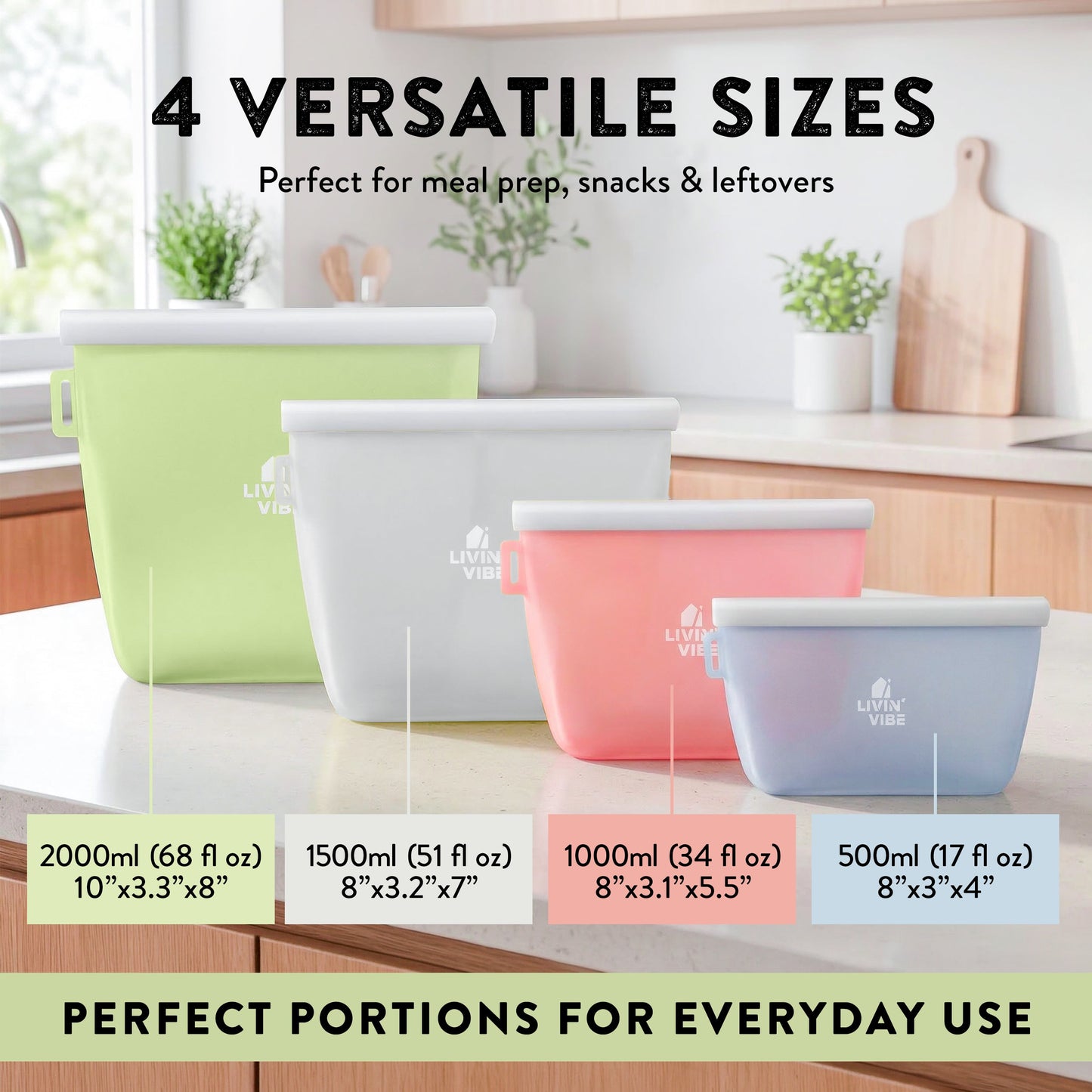 Reusable Silicone Food Storage Bags – Set of 4
