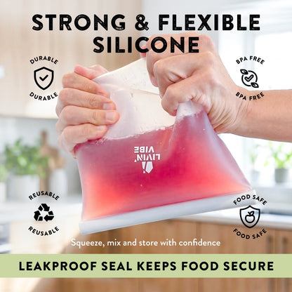 Reusable Silicone Food Storage Bags – Set of 4