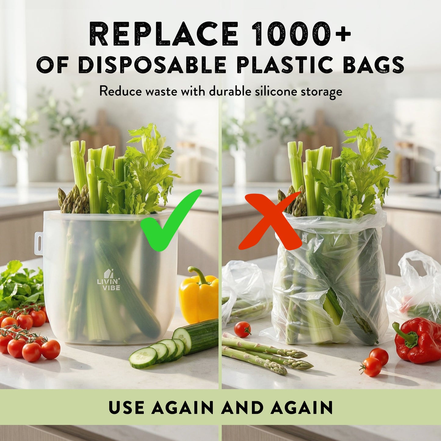 Reusable Silicone Food Storage Bags – Set of 4