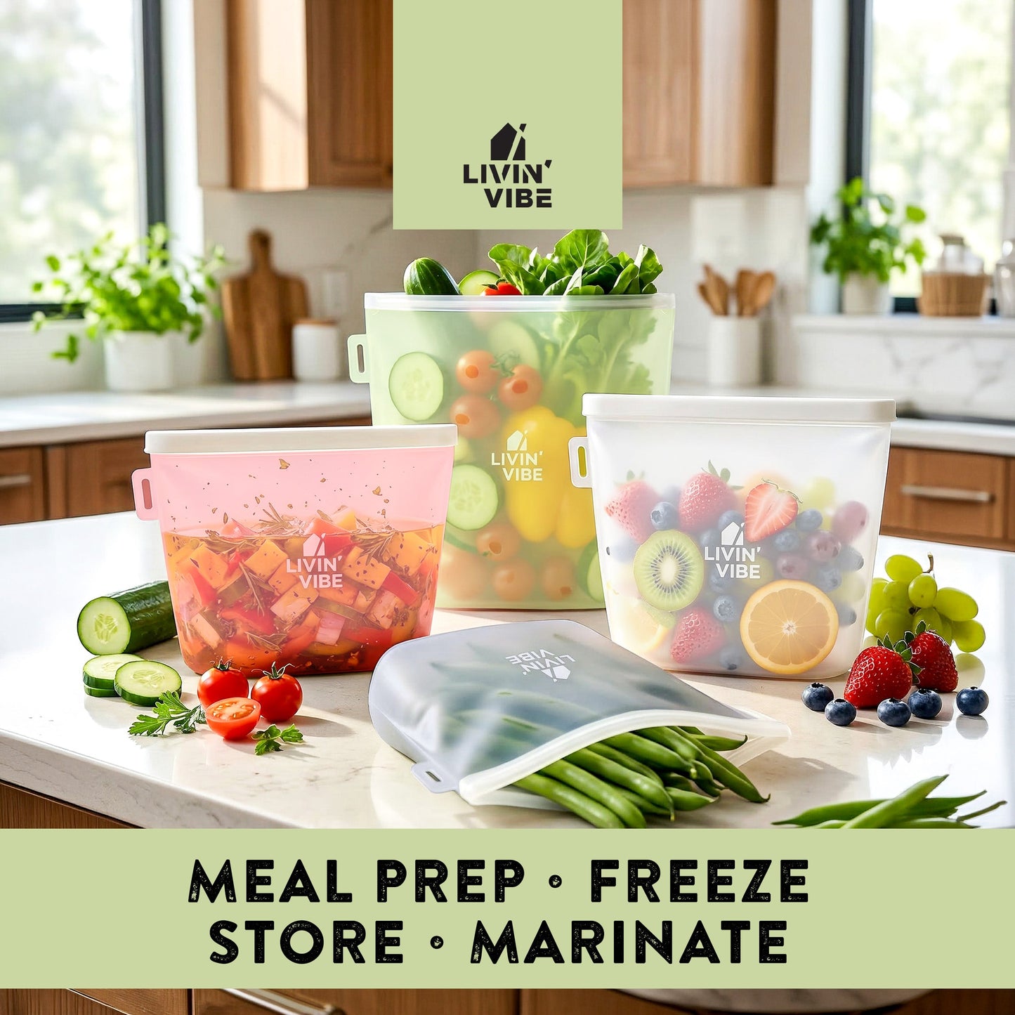 Reusable Silicone Food Storage Bags – Set of 4
