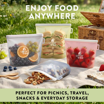 Reusable Silicone Food Storage Bags – Set of 4