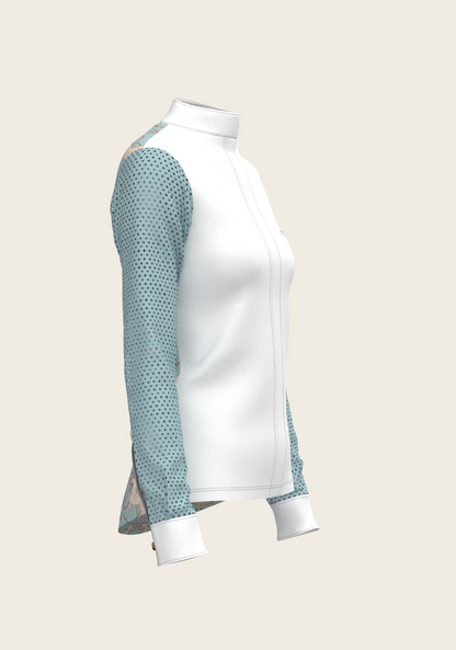 Roped Horses on Sky Blue Long Sleeve Show Shirt