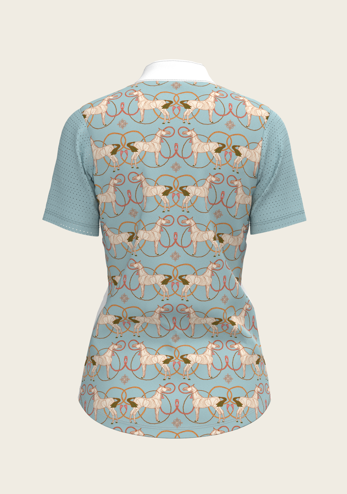 Roped Horses on Sky Blue Short Sleeve Show Shirt