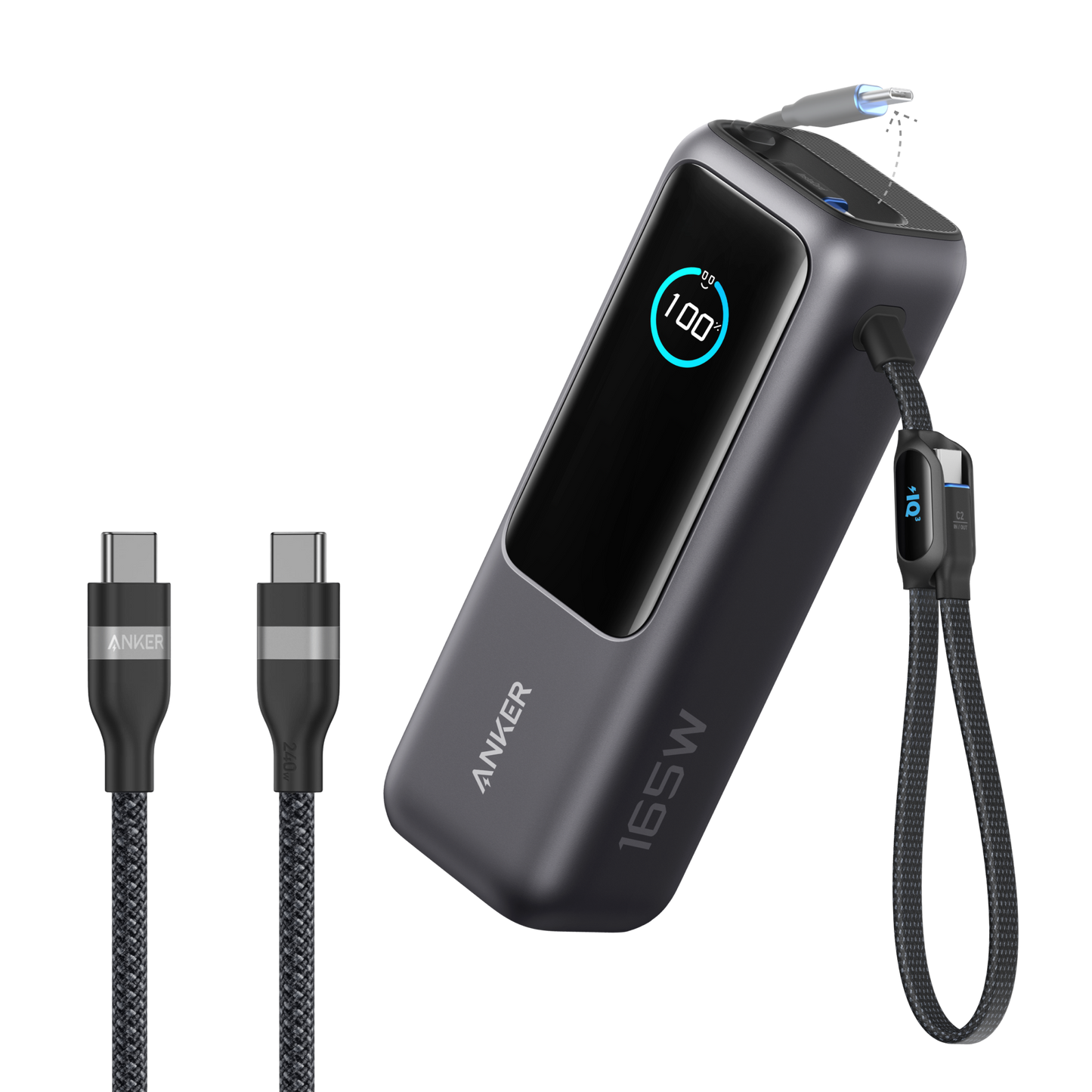 Anker Laptop Power Bank (25K, 165W, Built-In and Retractable Cables)