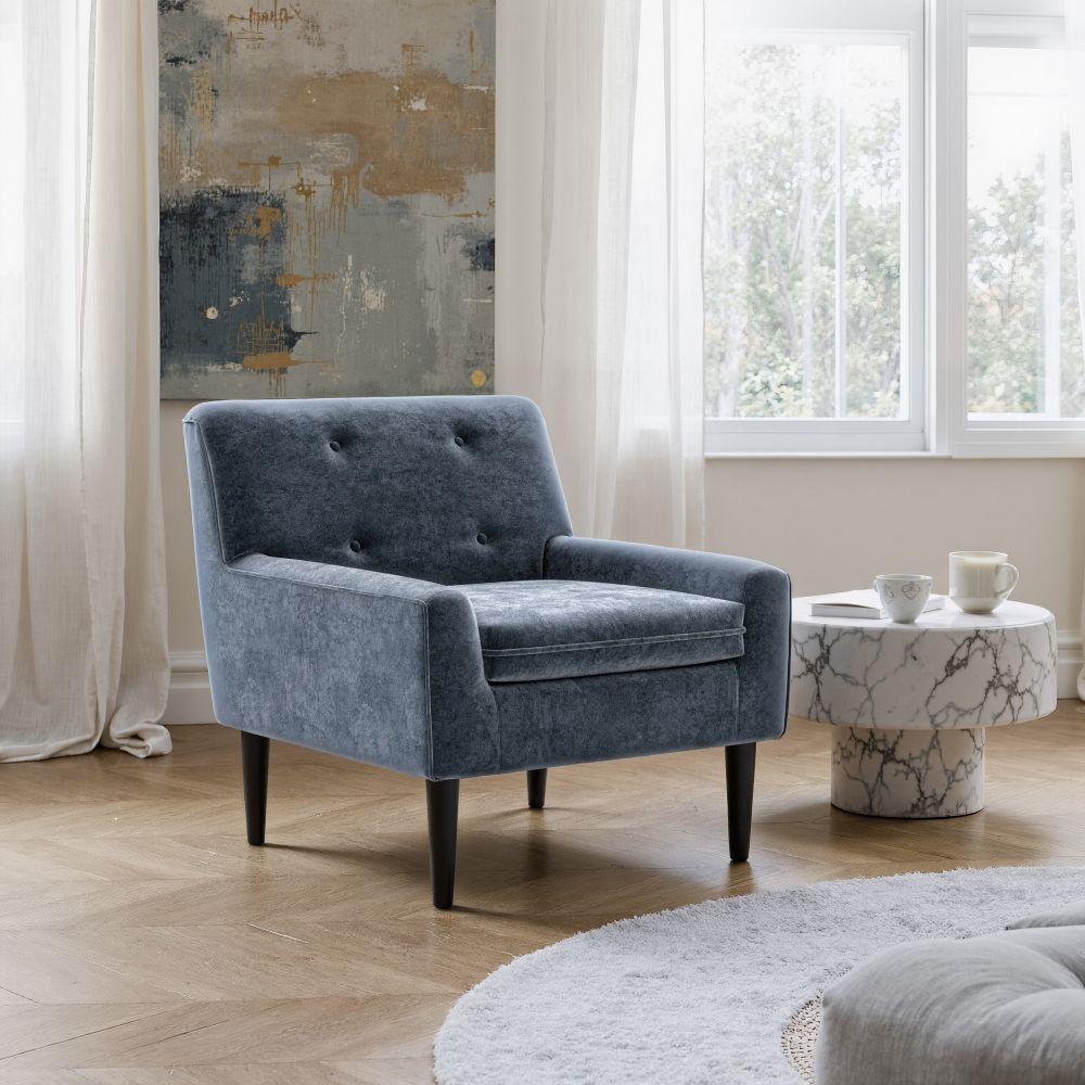 Frankfurt Blue Velvet Club Chair