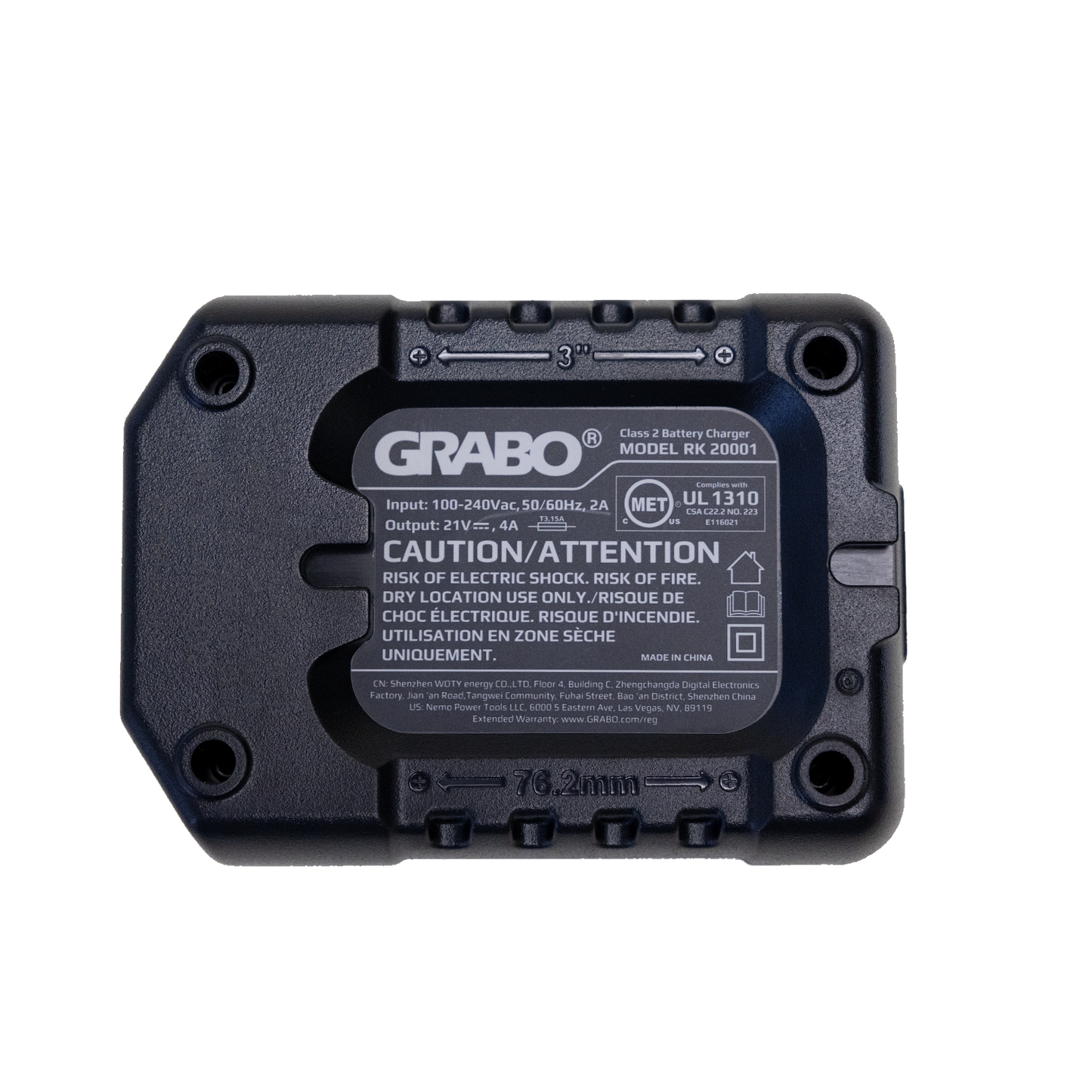 GRABO HighFlow 20V Battery Charger