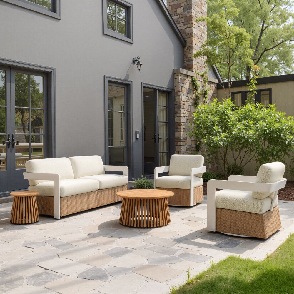 Gelo Olefin Fabric Outdoor Swivel Chair