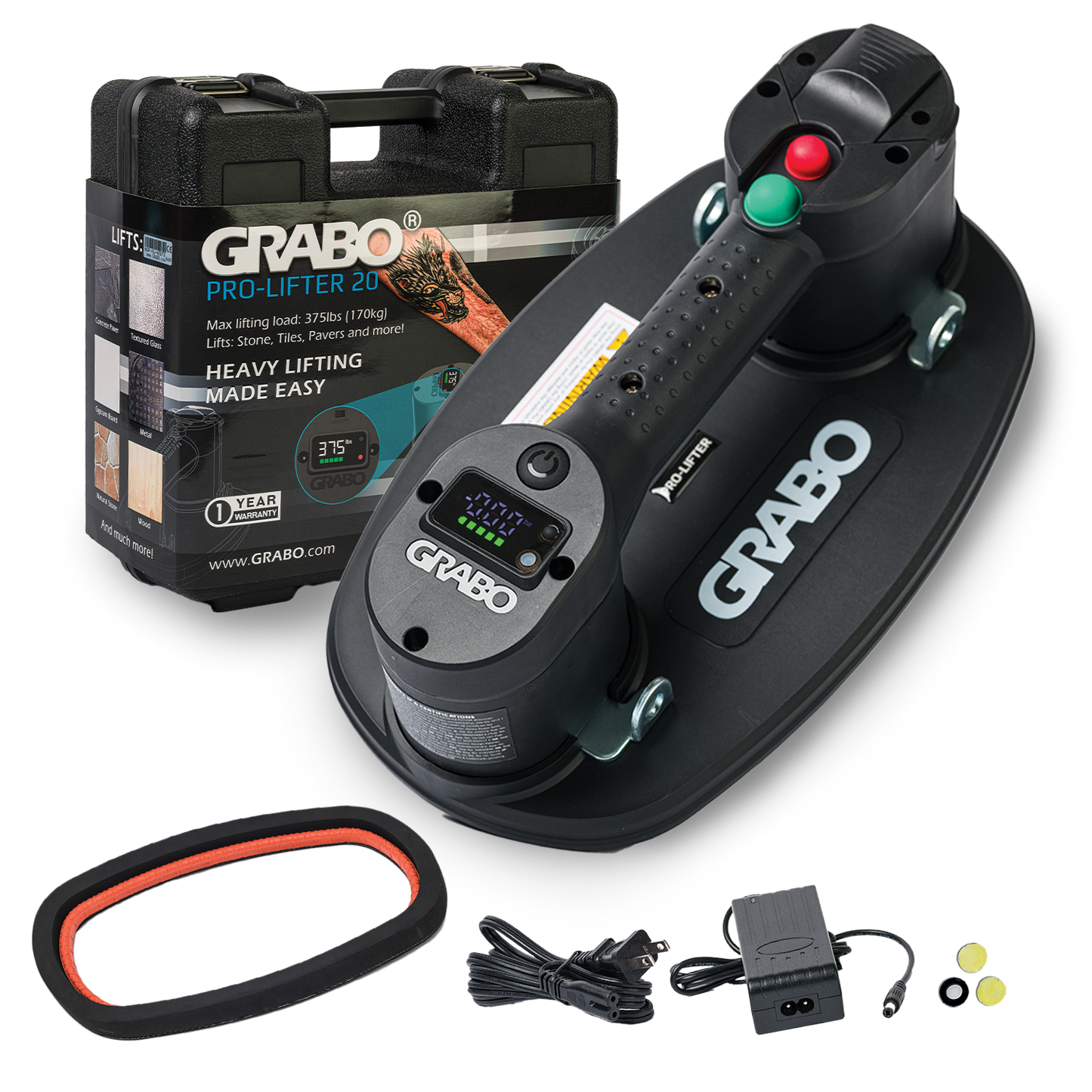 GRABO Pro Cordless Suction Gripster 375 lb Kit with Hardshell Case