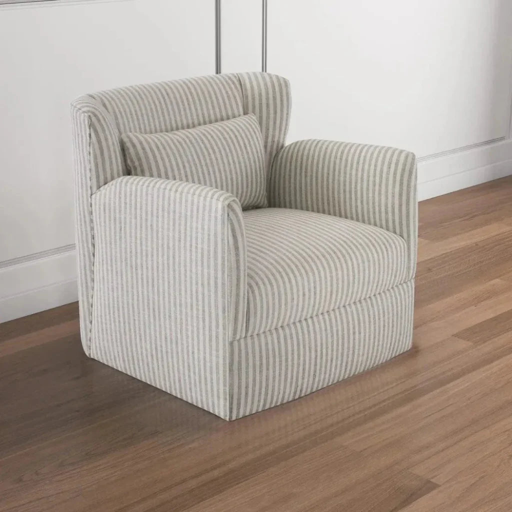 Grace Fabric Striped Sawivel Club Chair
