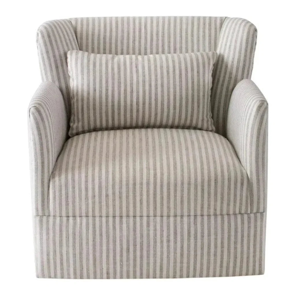 Grace Fabric Striped Sawivel Club Chair