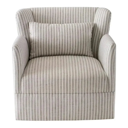 Grace Fabric Striped Sawivel Club Chair