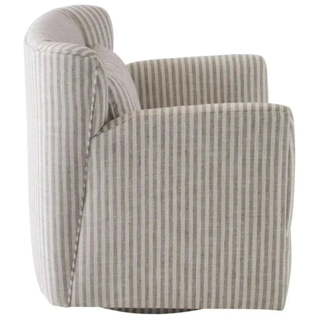 Grace Fabric Striped Sawivel Club Chair