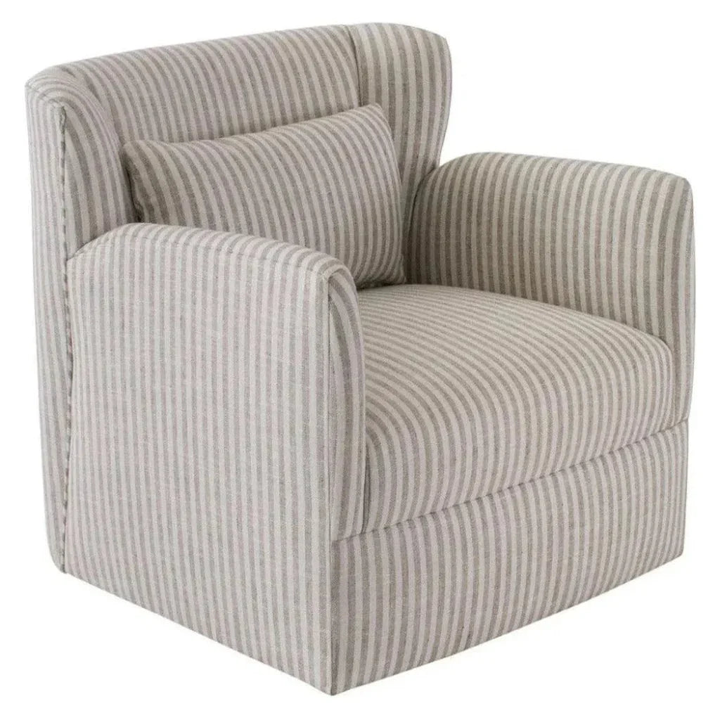 Grace Fabric Striped Sawivel Club Chair
