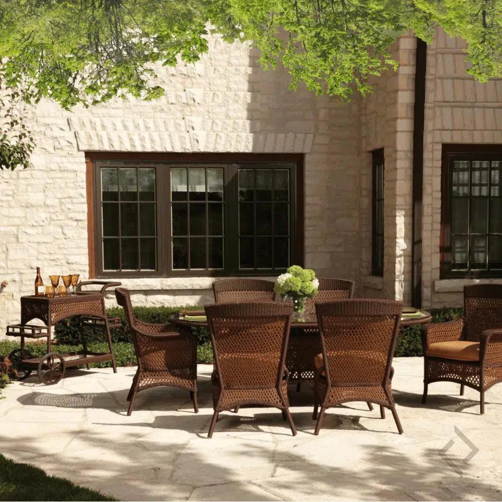 Grand Traverse Outdoor Oval Dining Table Umbrella Hole
