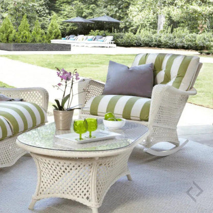 Grand Traverse Patio Glider Loveseat Sunbrella Cushions