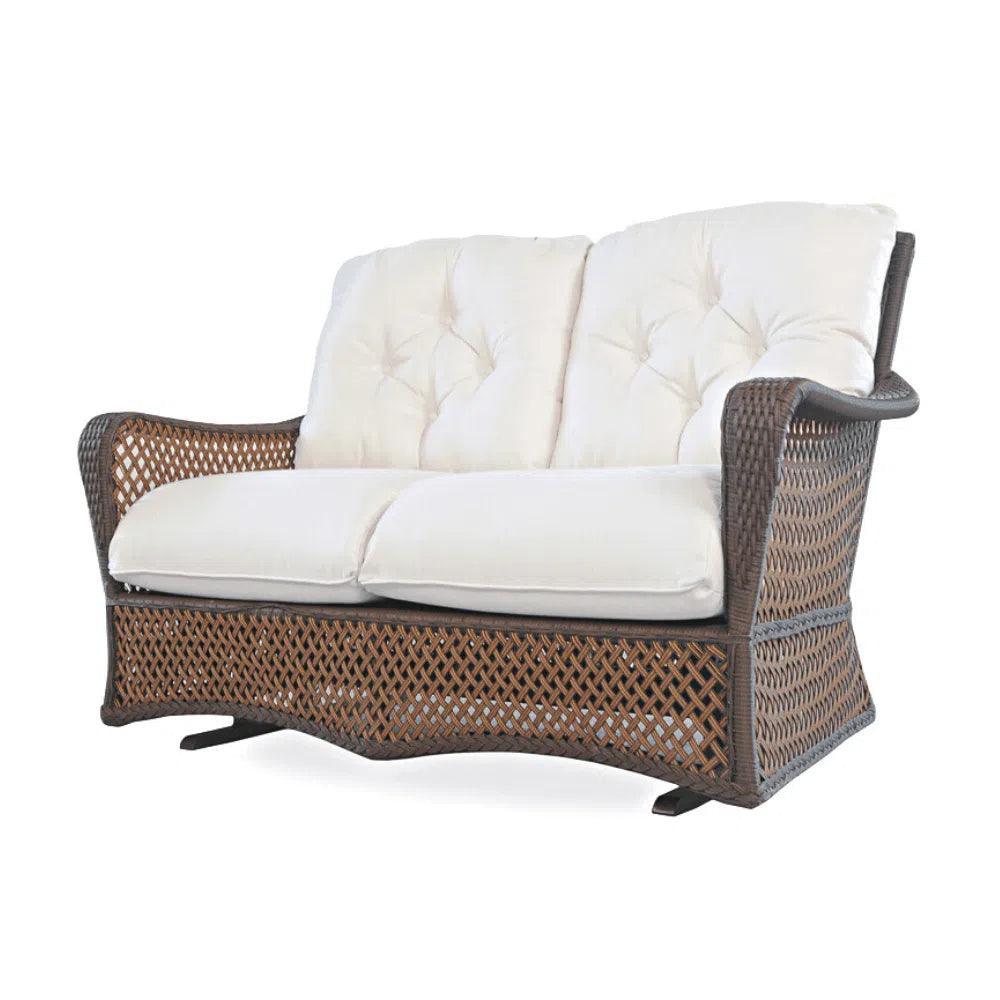 Grand Traverse Patio Glider Loveseat Sunbrella Cushions