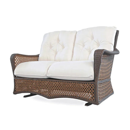 Grand Traverse Patio Glider Loveseat Sunbrella Cushions