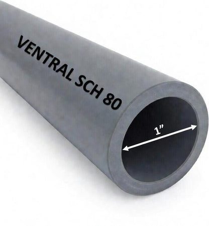 VENTRAL Schedule 80 PVC Pipe 1 Inch (1.315 OD), Grey, Cut Lengths for Industrial, Plumbing, Chemical, High-pressure