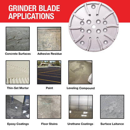 10" Grinding Wheel Diamond 20 Segments Concrete Floor Grinder Disc Blade for Leveling, Coating Removal, and Surface Prep