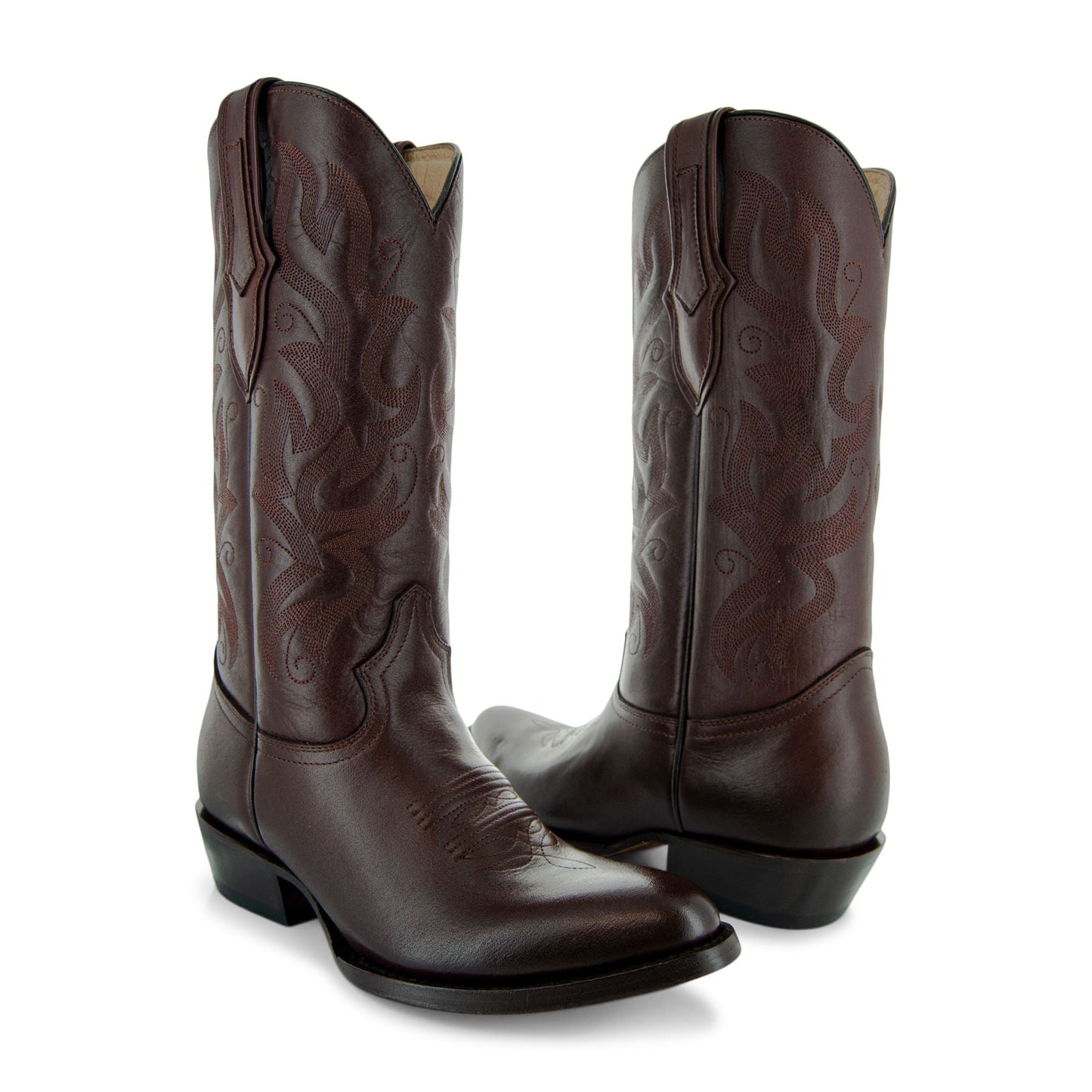 Cowboy Dress Boots | Mens Classic Round-Toe Boots (H7001-Brown)