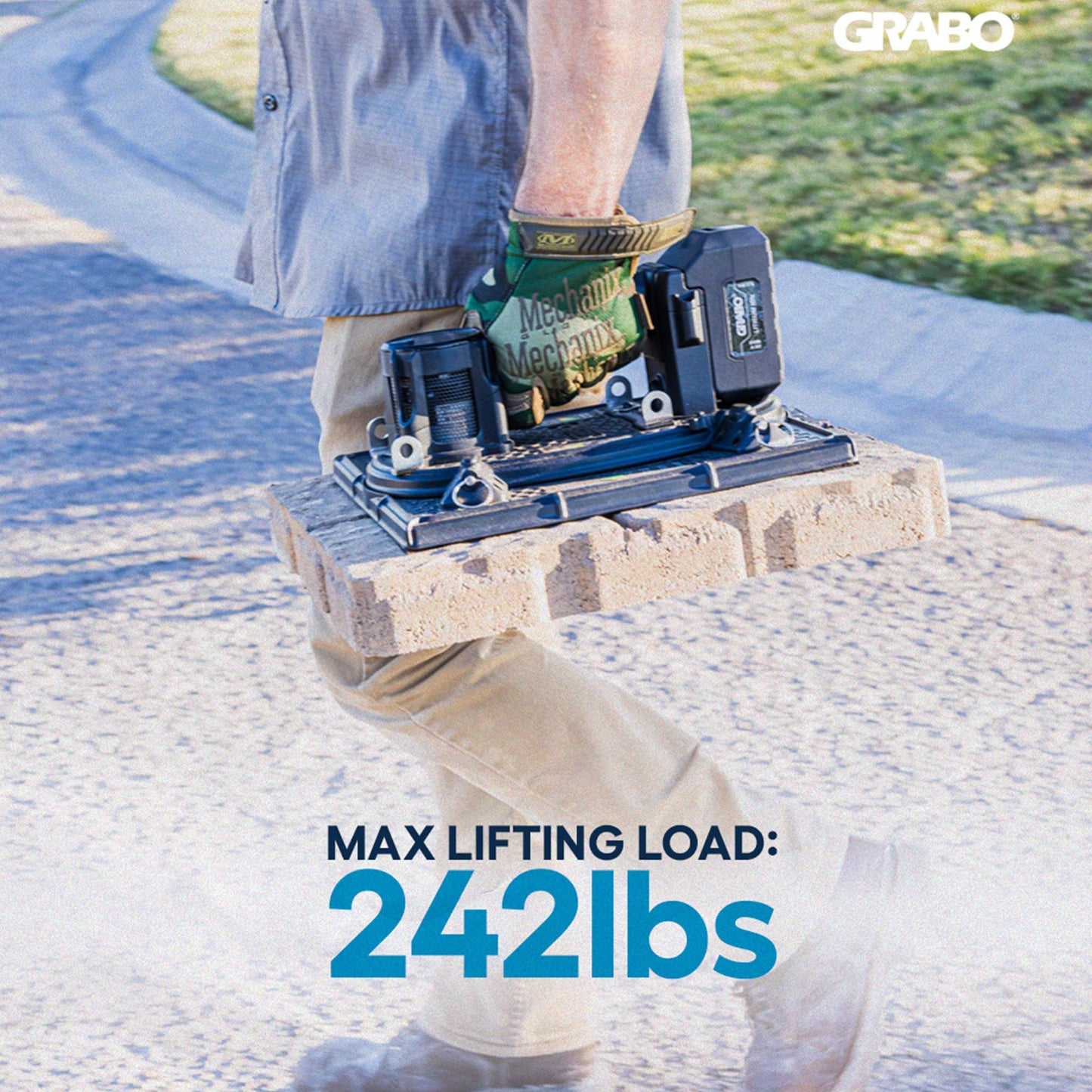 GRABO HighFlow Cordless Suction Gripster for Porous Pavers, 242 lb