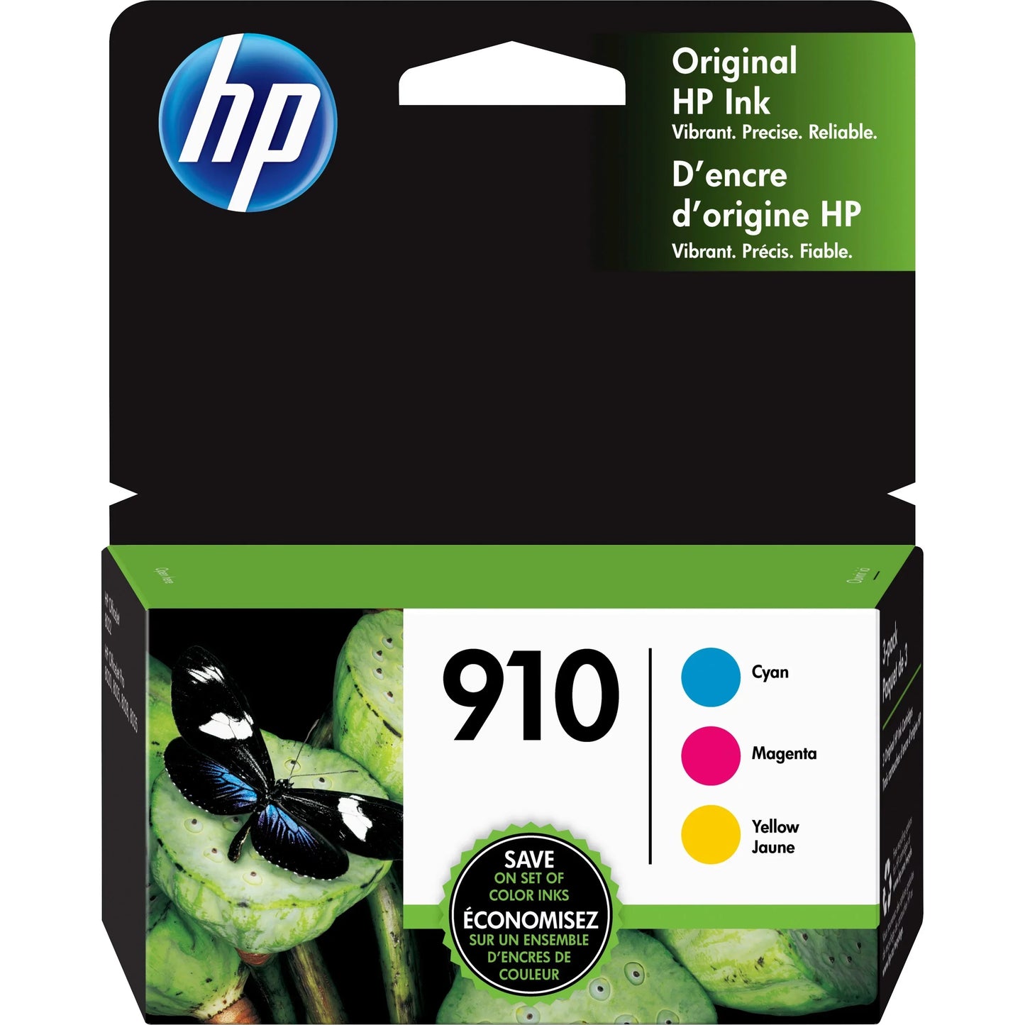 New, Pre-Owned - HP 910 Ink Cartridges - Cyan, Magenta, Yellow, 3 Cartridges