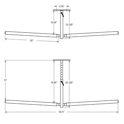Hi-Port 2 | Ski & Snowboard Adjustable Ceiling Storage Rack | Double | Holds 150 lbs