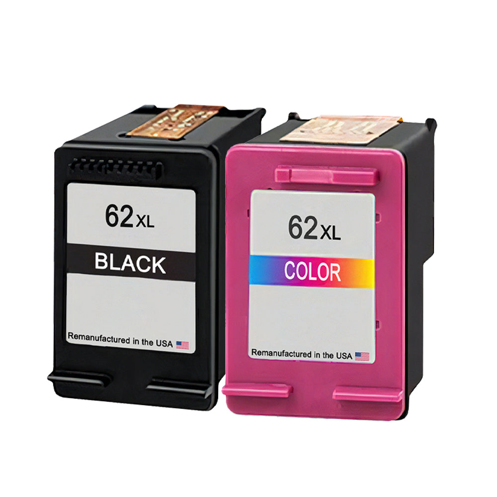 U.S. Remanufactured for HP 62XL Black / Tri-Color Combo Pack Ink Cartridges