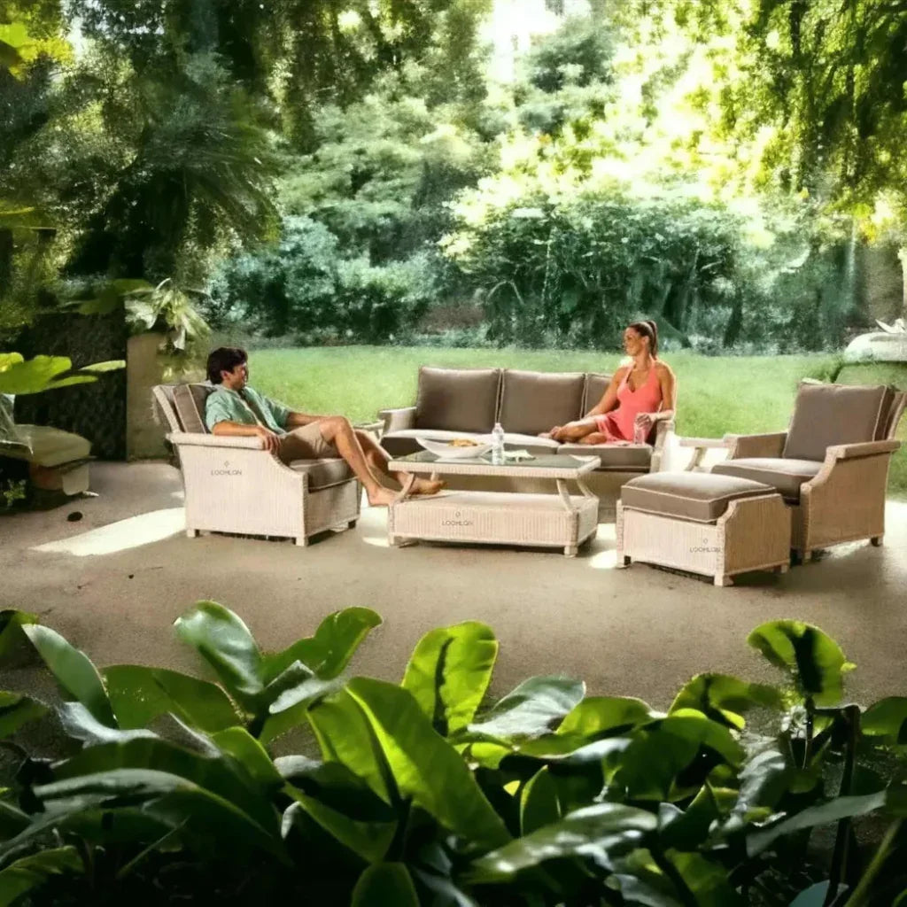 Hamptons Outdoor Wicker Lounge Chair with Side Table Set