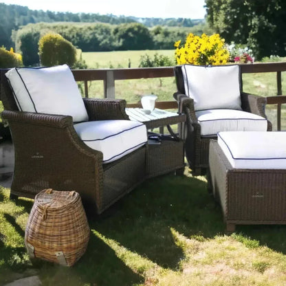 Hamptons Outdoor Wicker Lounge Chair with Side Table Set
