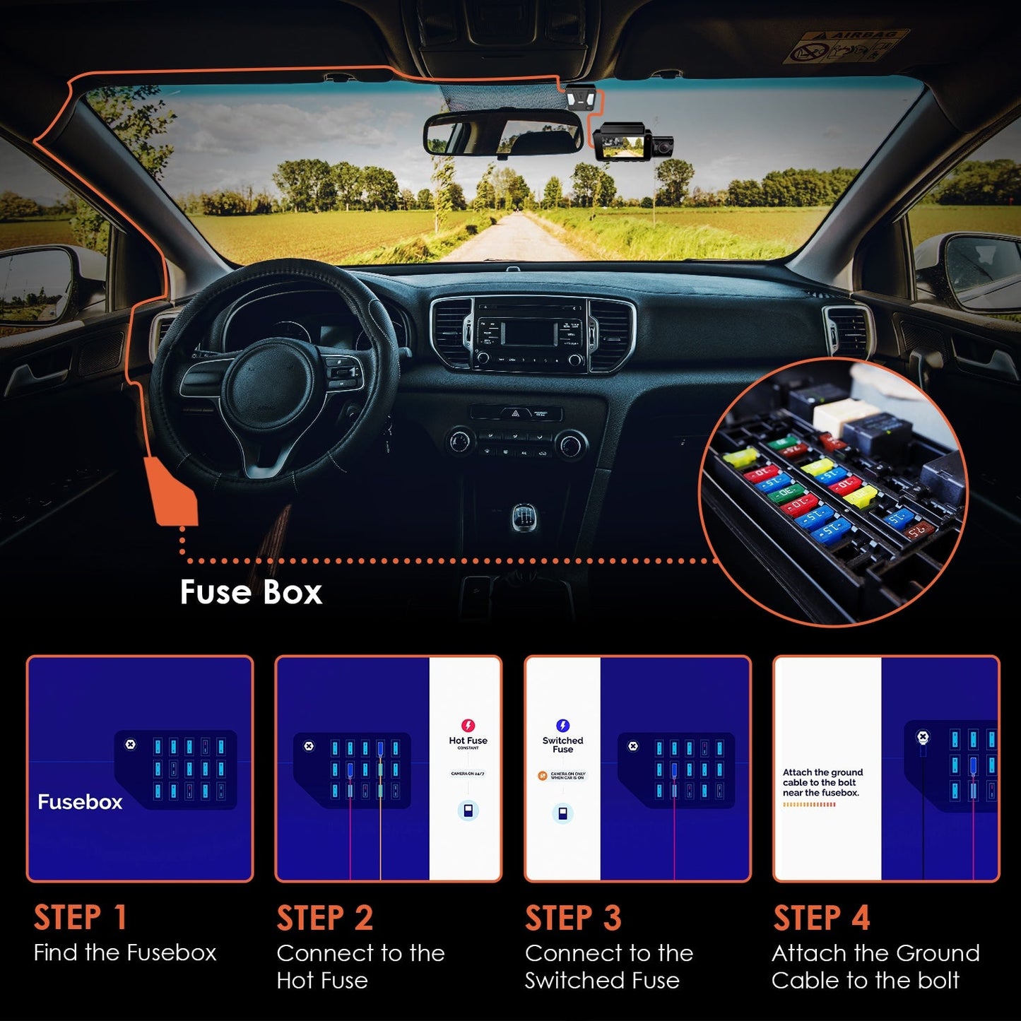 Rexing Intelligent Hardwire Kit Type-C Port for All Rexing Dash Cam Models including R4, DT2, M2 Max, R316 Series, RH2 Series, and CPDuo Multimedia Receiver