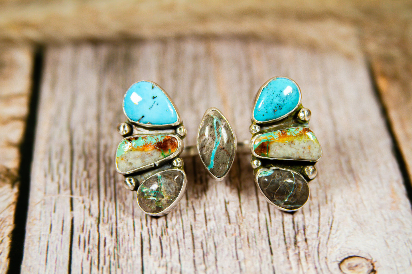 Handmade Sterling Silver Knuckle Ring Turquoise Size 8/8.5 - Adjustable