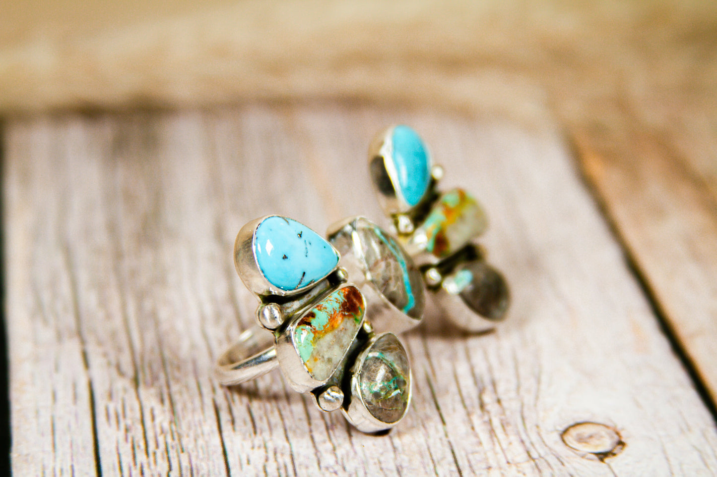 Handmade Sterling Silver Knuckle Ring Turquoise Size 8/8.5 - Adjustable