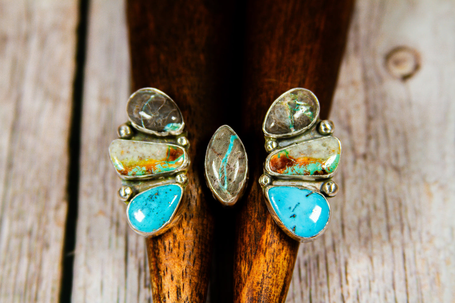 Handmade Sterling Silver Knuckle Ring Turquoise Size 8/8.5 - Adjustable