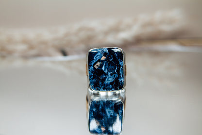 Handmade Sterling Silver & Jeweler’s Gold Ring | Pietersite Statement Ring | Size 10