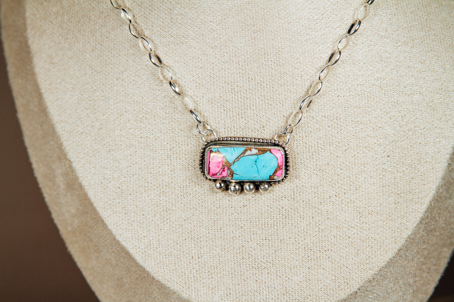 Handmade Sterling Silver Necklace Cotton Candy Dahlia