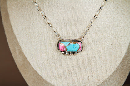 Handmade Sterling Silver Necklace Cotton Candy Dahlia