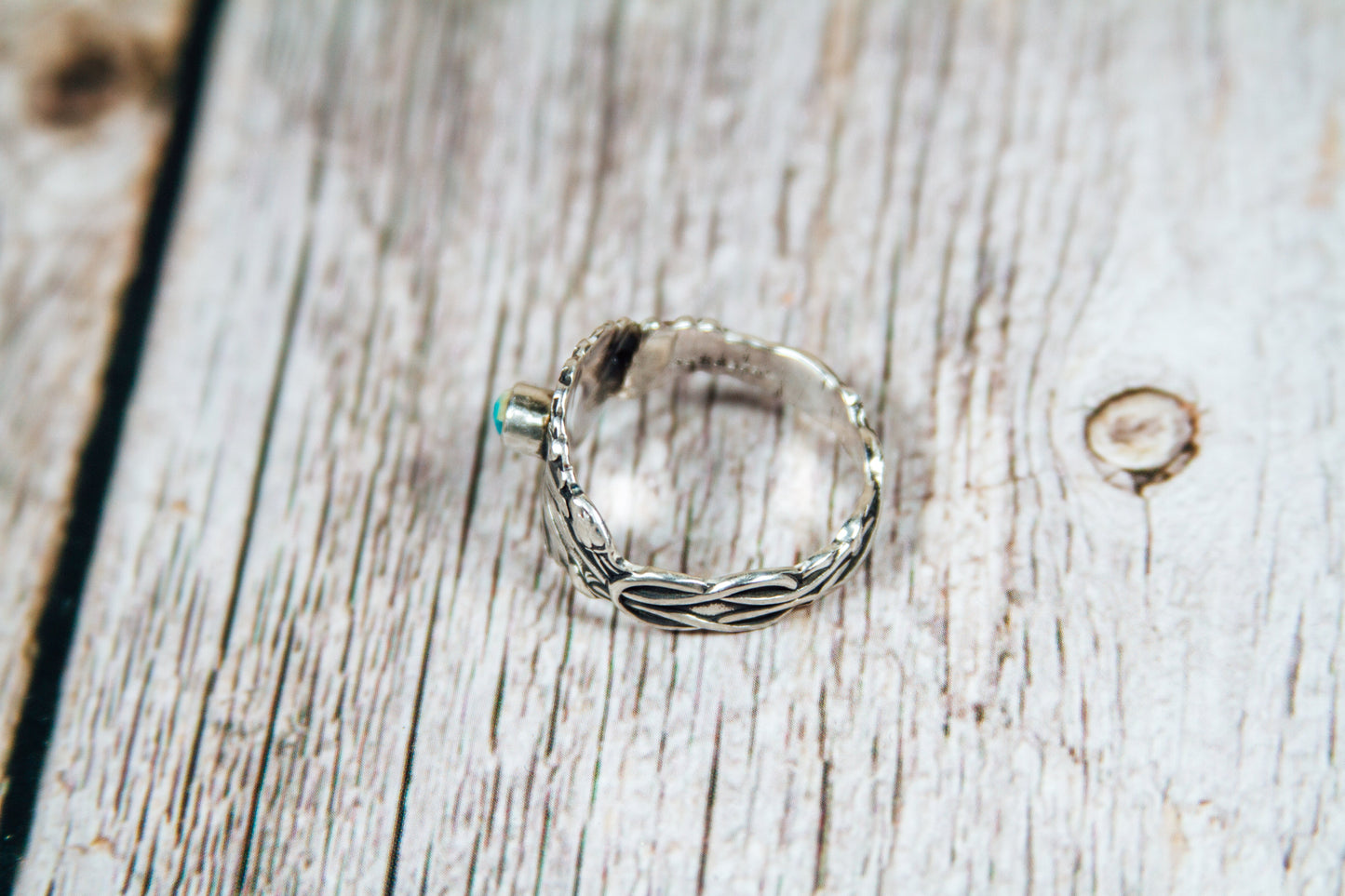 Antique Sterling Silver Spoon Ring with Kingman Turquoise | Handmade Upcycled Size 10 Ring