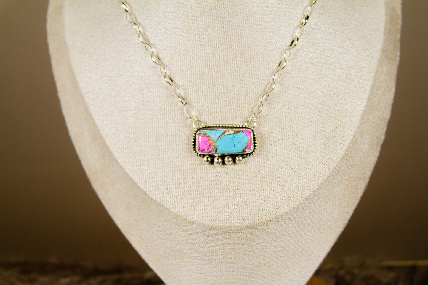 Handmade Sterling Silver Necklace Cotton Candy Dahlia