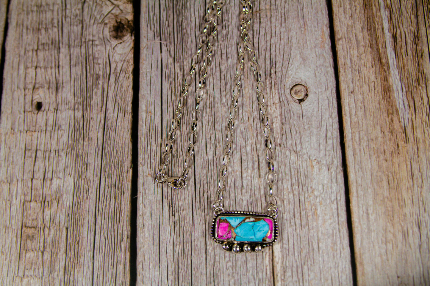 Handmade Sterling Silver Necklace Cotton Candy Dahlia