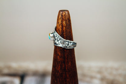 Antique Sterling Silver Spoon Ring with Kingman Turquoise | Handmade Upcycled Adjustable Ring