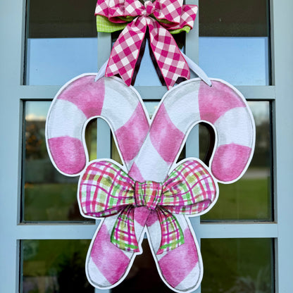 Candy Cane Duet Reversible Door Hanger