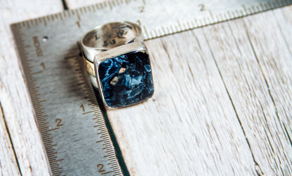 Handmade Sterling Silver & Jeweler’s Gold Ring | Pietersite Statement Ring | Size 10