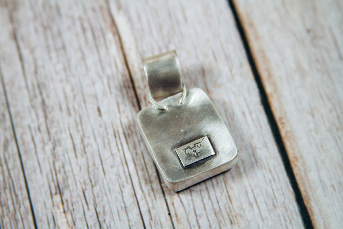 Handmade Sterling Silver Glass Ace of Spades & Kingman Turquoise Pendant