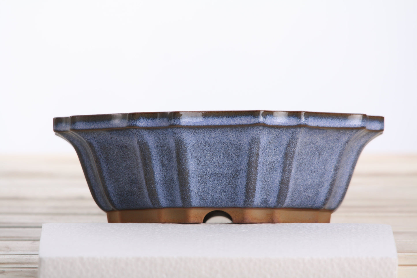 Willow Bonsai Ceramics Flower Design Bonsai Pot 8 Inch – Elegant Ceramic Bonsai & Succulent Planter, High‑Fired Frost‑Proof Stoneware with Drainage & Wiring Holes, Handmade in USA (Denim)