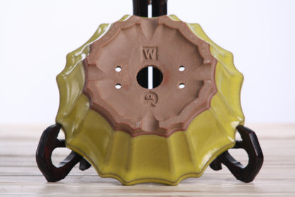Willow Bonsai Ceramics Flower Design Bonsai Pot 6.5 Inch – Elegant Ceramic Bonsai & Succulent Planter, High‑Fired Frost‑Proof Stoneware with Drainage & Wiring Holes, Handmade in USA (Yellow)